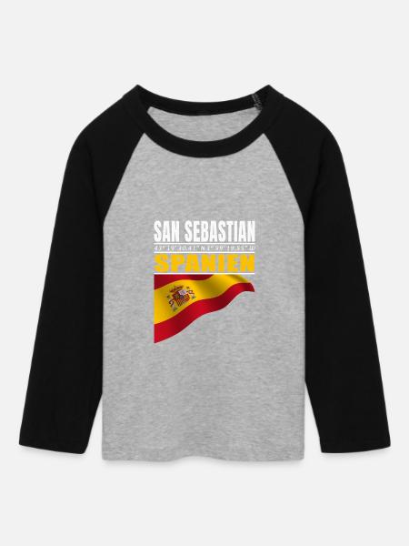 San Sebastian - Frauen Cropped Baseball T-Shirt 3/4 Arm - Grau meliert/Schwarz