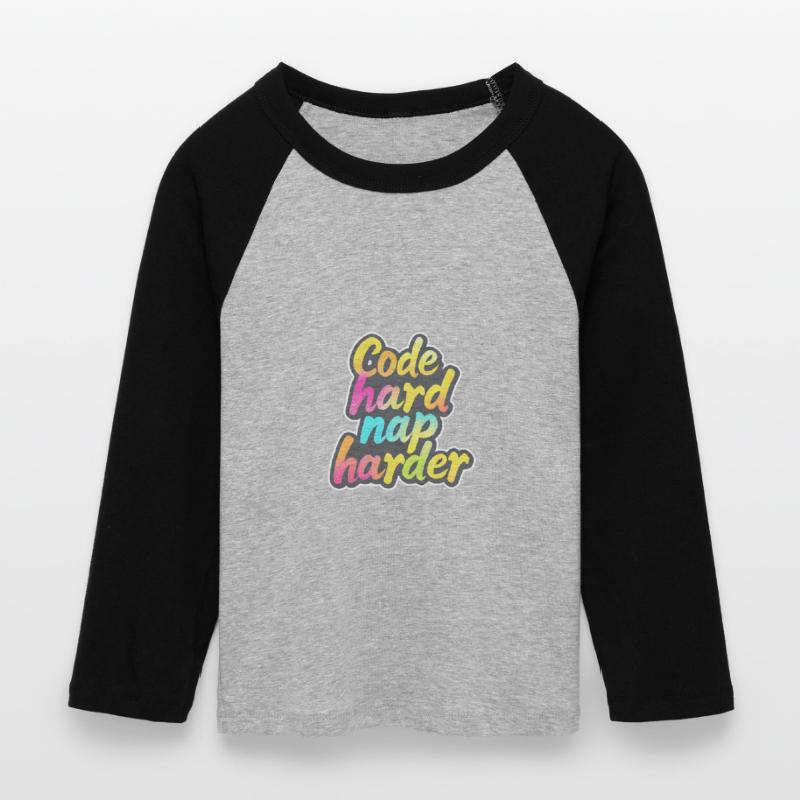 Code Hard Nap Harder Funny Programmer Tee T-shirt Crop Top de Baseball Manches 3/4 Femme