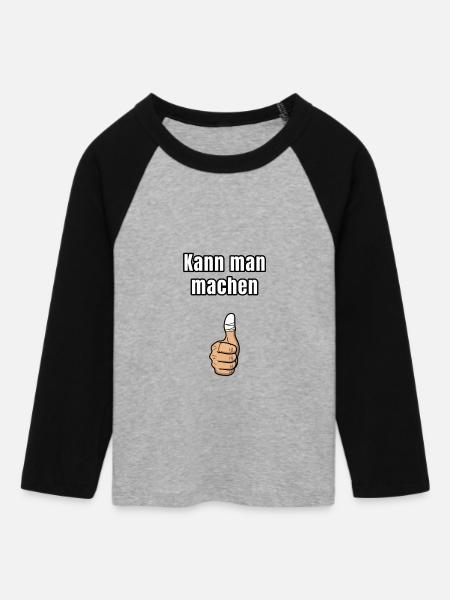 Kann man machen – Ironischer Daumen - Frauen Cropped Baseball T-Shirt 3/4 Arm - Grau meliert/Schwarz