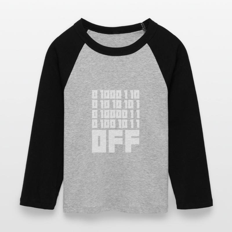 Binary Code F**k OFF – Humour Nerd & Geek Code T-shirt Crop Top de Baseball Manches 3/4 Femme