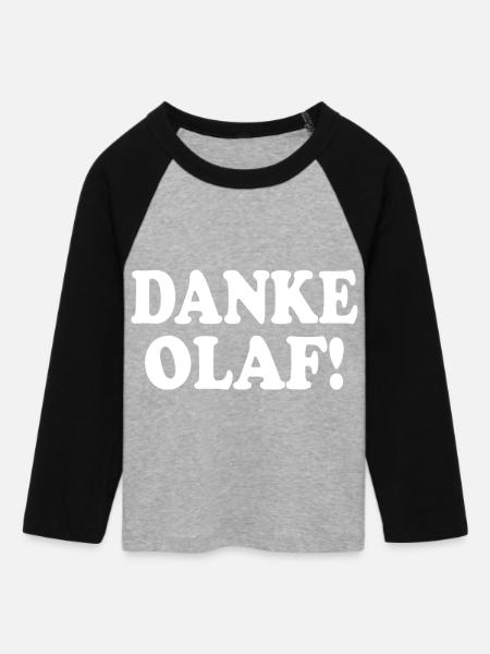 Danke olaf - Frauen Cropped Baseball T-Shirt 3/4 Arm - Grau meliert/Schwarz