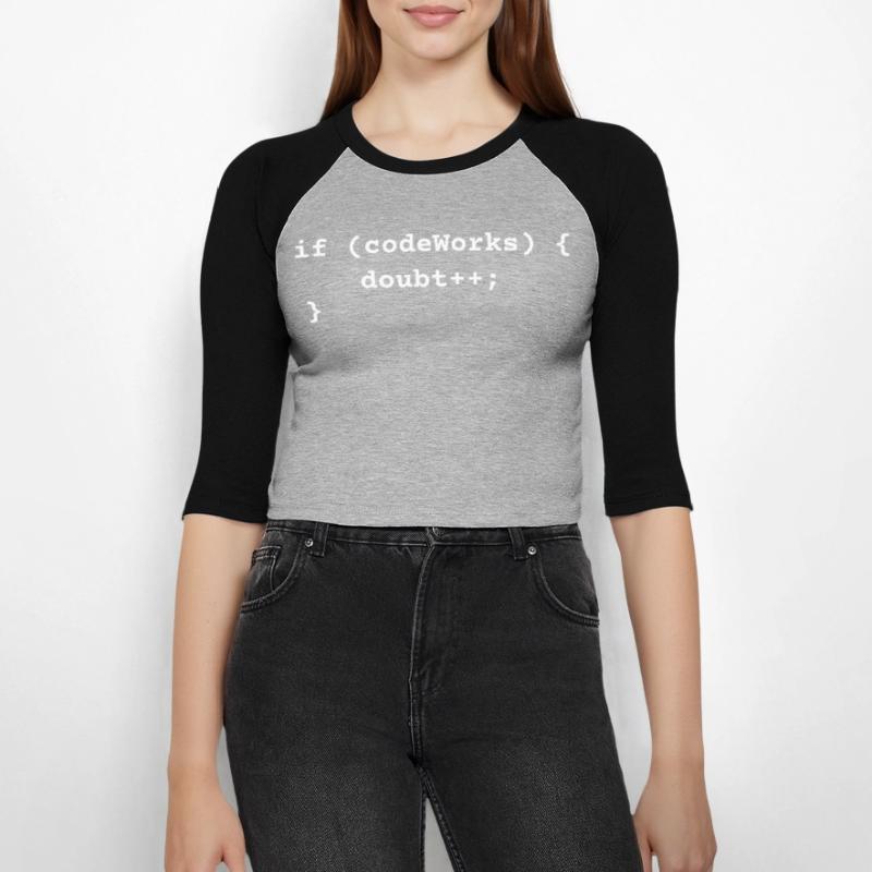 Drôle Programmeur T-Shirt Humour Codage Drôle Python T-shirt Crop Top de Baseball Manches 3/4 Femme