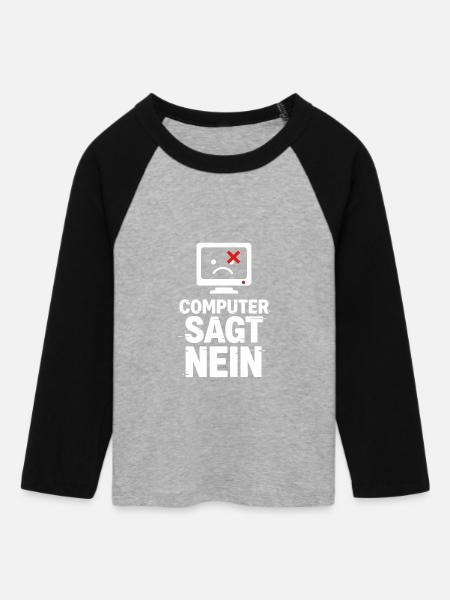 Computer Sagt Nein Meme - Frauen Cropped Baseball T-Shirt 3/4 Arm - Grau meliert/Schwarz