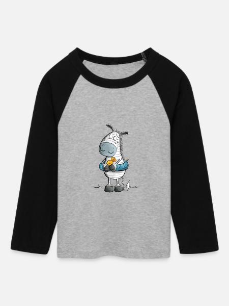 Zebra Sommer Strand Schwimmer - Frauen Cropped Baseball T-Shirt 3/4 Arm - Grau meliert/Schwarz