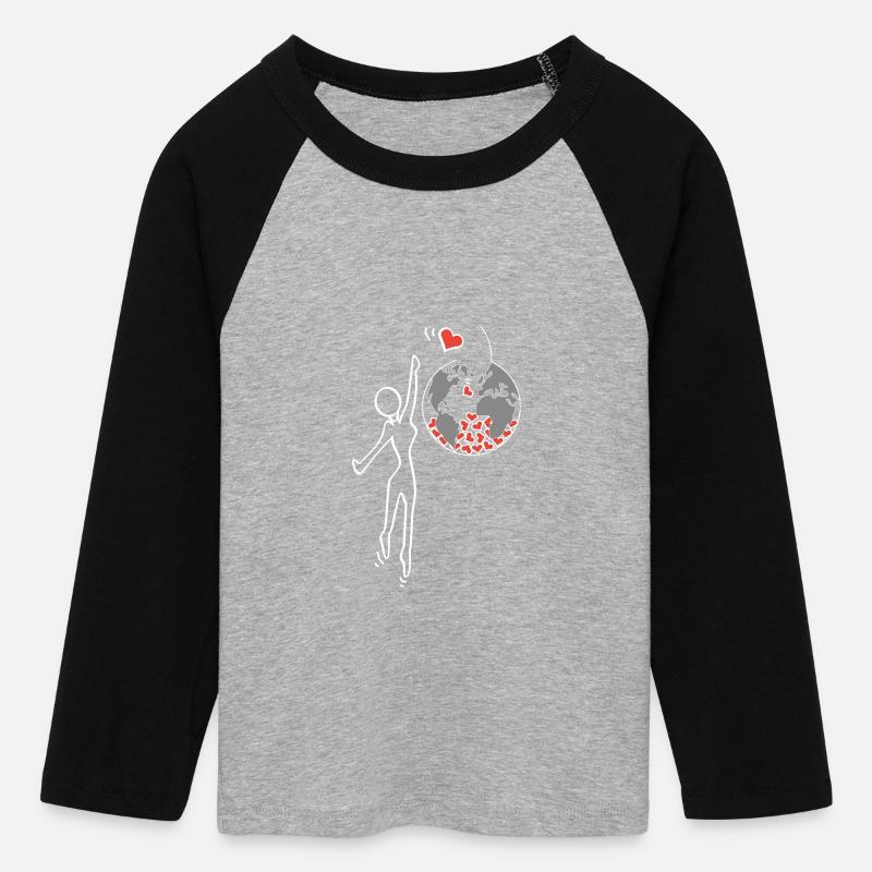Give love - Women's Cropped 3/4 Sleeve Baseball T-Shirt - heather grey/black