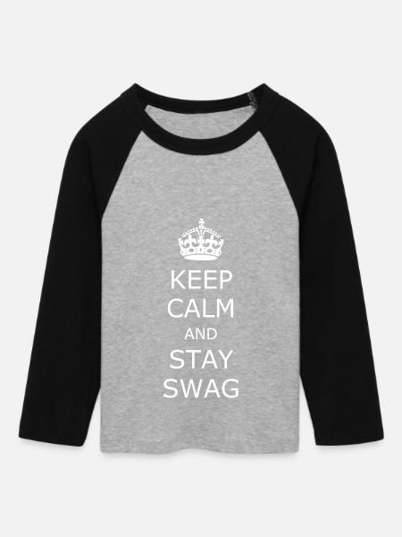 Keep Calm and Swag - Frauen Cropped Baseball T-Shirt 3/4 Arm - Grau meliert/Schwarz