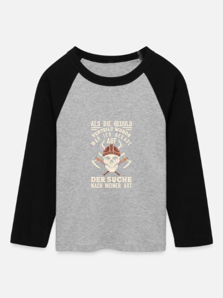 Geduld? Ich suchte meine Axt - Frauen Cropped Baseball T-Shirt 3/4 Arm - Grau meliert/Schwarz