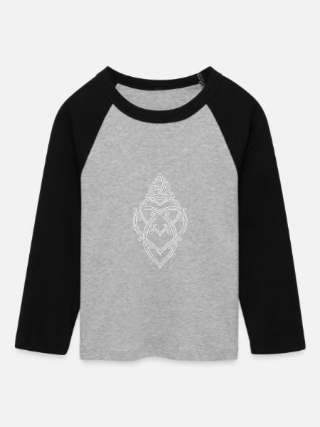 Mutterknoten Trinity Symbol Triqueta Triquetra - Frauen Cropped Baseball T-Shirt 3/4 Arm - Grau meliert/Schwarz