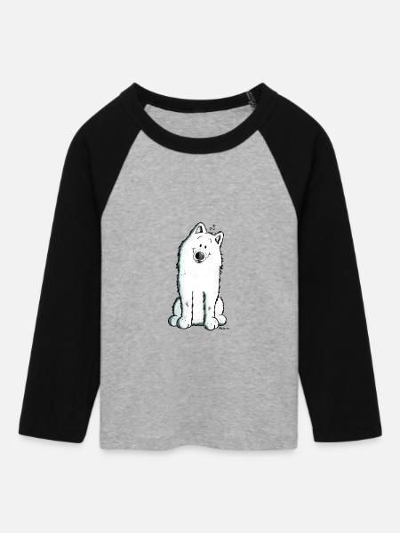 Sabaka Samojede - Frauen Cropped Baseball T-Shirt 3/4 Arm - Grau meliert/Schwarz