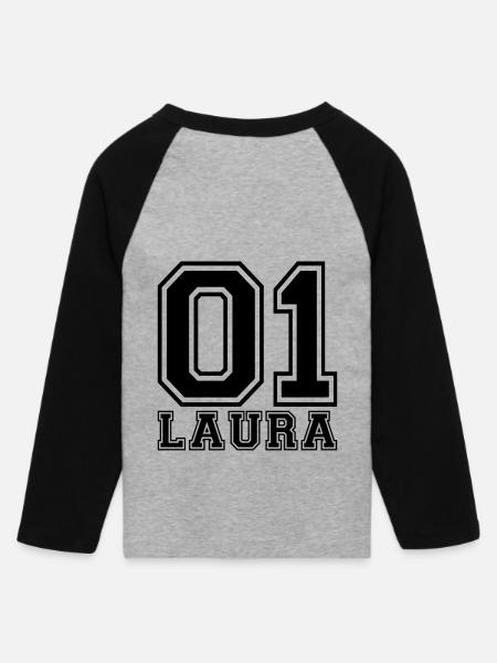 Laura - Name - Frauen Cropped Baseball T-Shirt 3/4 Arm - Grau meliert/Schwarz