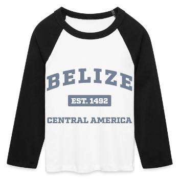 Belize Central America Est. 1492 - Women's Cropped 3/4 Sleeve Baseball T-Shirt - white/black - Front - Maraike (178cm)