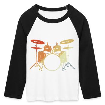 Piège Look Vintage - T-shirt Crop Top de Baseball Manches 3/4 Femme - blanc/noir - Devant - Maraike (178cm)