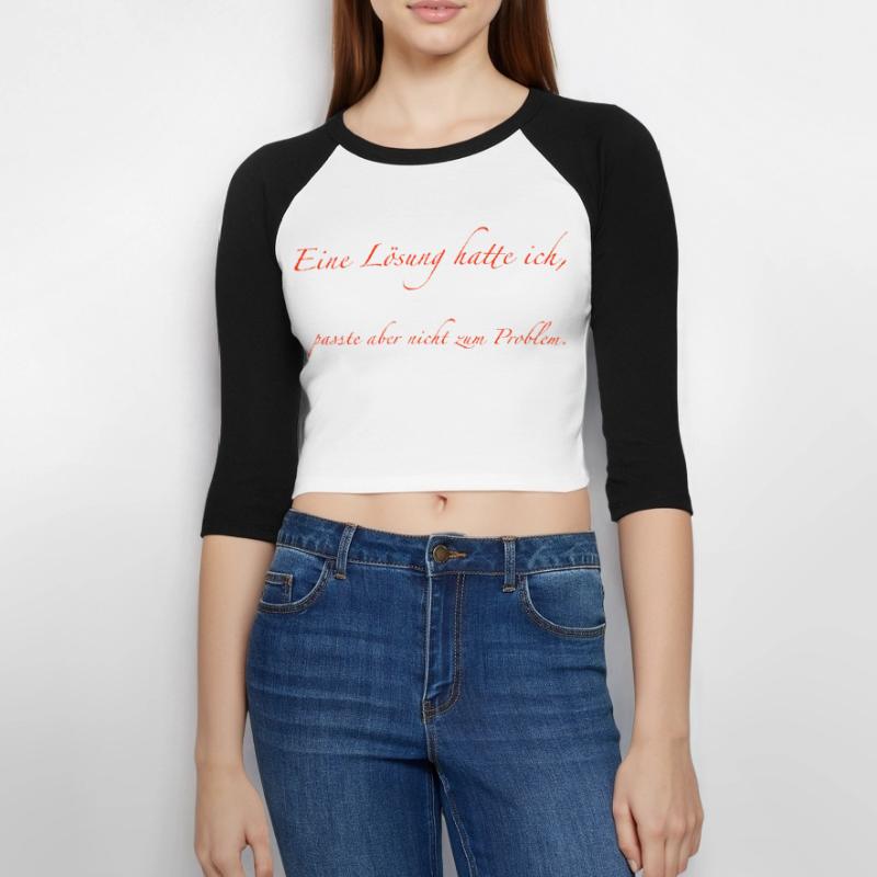 J’avais une solution T-shirt Crop Top de Baseball Manches 3/4 Femme