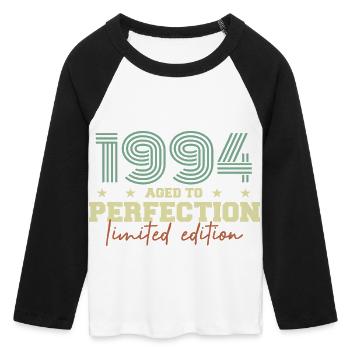 1994 - Women's Cropped 3/4 Sleeve Baseball T-Shirt - white/black - Front - Maraike (178cm)