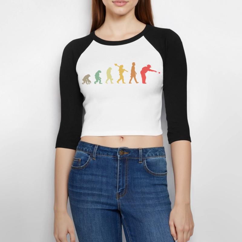 Boule d’évolution T-shirt Crop Top de Baseball Manches 3/4 Femme