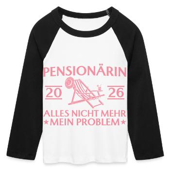 Retraité 2026 - Adieu drôle de collègue - T-shirt Crop Top de Baseball Manches 3/4 Femme - blanc/noir - Devant - Maraike (178cm)