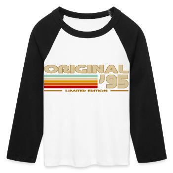 1995 - Women's Cropped 3/4 Sleeve Baseball T-Shirt - white/black - Front - Maraike (178cm)