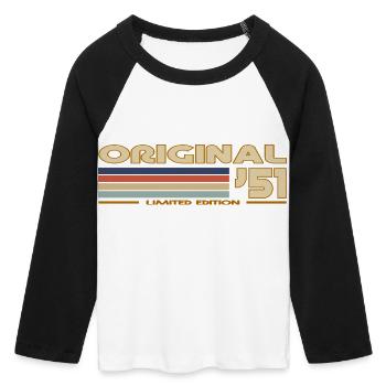 1951 - T-shirt Crop Top de Baseball Manches 3/4 Femme - blanc/noir - Devant - Maraike (178cm)