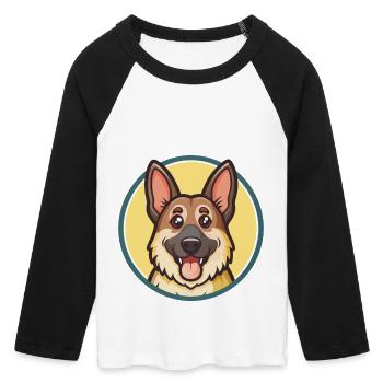 German Sheeppoodle Dog Breed Cartoon Kawaii - Women's Cropped 3/4 Sleeve Baseball T-Shirt - white/black - Front - Maraike (178cm)