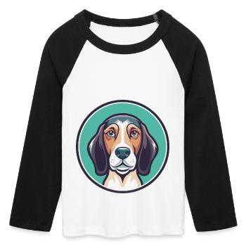 Trigg Hound Hund Rasse Lustige Karikatur Kawaii Clipart - Frauen Cropped Baseball T-Shirt 3/4 Arm - Weiß/Schwarz - Vorne - Maraike (178cm)