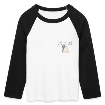 Hochzeit Save The Date Illustration - Frauen Cropped Baseball T-Shirt 3/4 Arm - Weiß/Schwarz - Vorne - Maraike (178cm)