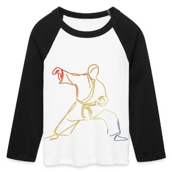 Judo Drawing - Women's Cropped 3/4 Sleeve Baseball T-Shirt - white/black - Front - Maraike (178cm)