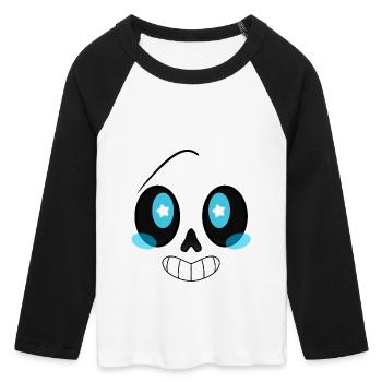 Blue - Frauen Cropped Baseball T-Shirt 3/4 Arm - Weiß/Schwarz - Vorne - Maraike (178cm)