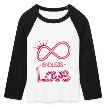 eternal love symbol - Women's Cropped 3/4 Sleeve Baseball T-Shirt - white/black - Front - Maraike (178cm)