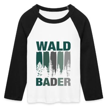 Waldbader Waldbaden Wald Baum Shinrinyoku Geschenk - Frauen Cropped Baseball T-Shirt 3/4 Arm - Weiß/Schwarz - Vorne - Maraike (178cm)