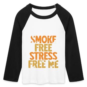Nichtraucher Ex Raucher - Frauen Cropped Baseball T-Shirt 3/4 Arm - Weiß/Schwarz - Vorne - Maraike (178cm)