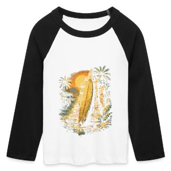 Bali Tour - Women's Cropped 3/4 Sleeve Baseball T-Shirt - white/black - Front - Maraike (178cm)
