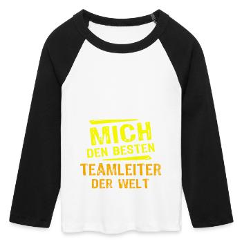 Teamleiter Geschenk - Frauen Cropped Baseball T-Shirt 3/4 Arm - Weiß/Schwarz - Vorne - Maraike (178cm)