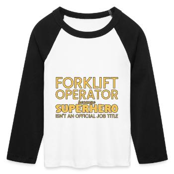 Forklift Operator Superhero Driver - Frauen Cropped Baseball T-Shirt 3/4 Arm - Weiß/Schwarz - Vorne - Maraike (178cm)