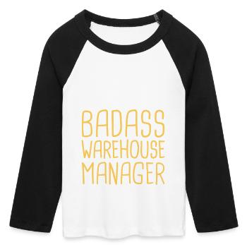 Warehouse Manager Badass - Frauen Cropped Baseball T-Shirt 3/4 Arm - Weiß/Schwarz - Vorne - Maraike (178cm)