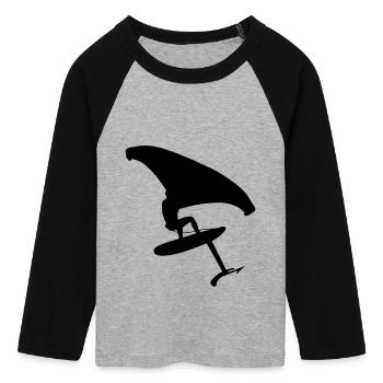 Wingsurfer dynamique sur l’eau - T-shirt Crop Top de Baseball Manches 3/4 Femme - gris chiné/noir - Devant - Maraike (178cm)