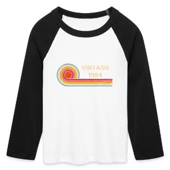 Vintage 1984 birthday retro design - Women's Cropped 3/4 Sleeve Baseball T-Shirt - white/black - Front - Maraike (178cm)