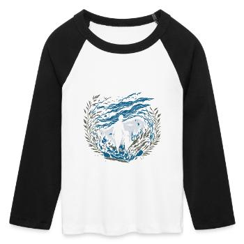 Ätherisches Flüstern - Frauen Cropped Baseball T-Shirt 3/4 Arm - Weiß/Schwarz - Vorne - Maraike (178cm)