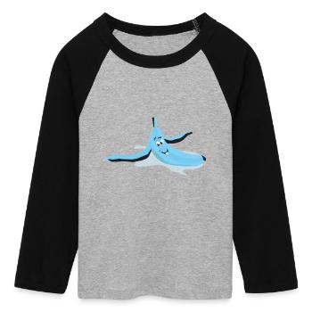 Oeil glissé banane - T-shirt Crop Top de Baseball Manches 3/4 Femme - gris chiné/noir - Devant - Maraike (178cm)