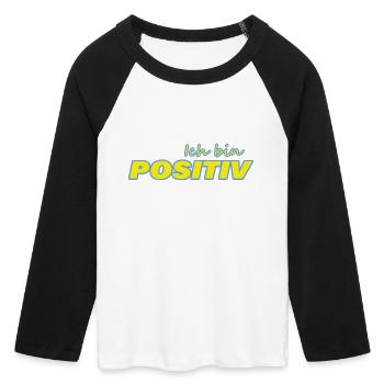 POSITIF - T-shirt Crop Top de Baseball Manches 3/4 Femme - blanc/noir - Devant - Maraike (178cm)