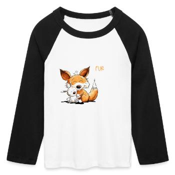 Fuchs Mit Hase Freundschaft Spruch - Frauen Cropped Baseball T-Shirt 3/4 Arm - Weiß/Schwarz - Vorne - Maraike (178cm)