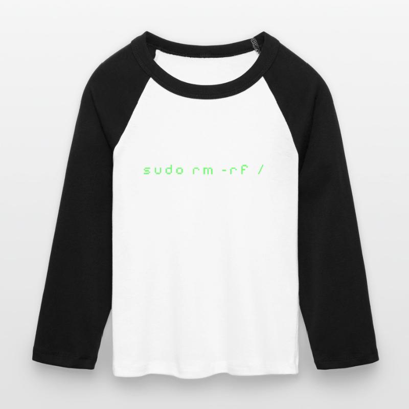 T-shirt Linux rm -rf - Commande Admin Sys & Dév T-shirt Crop Top de Baseball Manches 3/4 Femme