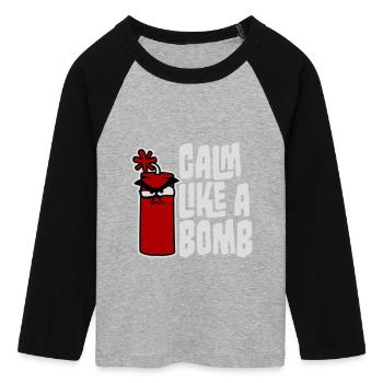 Calm Like Bomb Paradox Irony Humor Explosive Joke - Women's Cropped 3/4 Sleeve Baseball T-Shirt - heather grey/black - Front - Maraike (178cm)