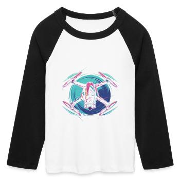 Dynamic Drone - Women's Cropped 3/4 Sleeve Baseball T-Shirt - white/black - Front - Maraike (178cm)