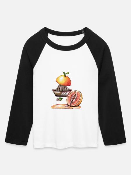 Vulva Grapefruit - Frauen Cropped Baseball T-Shirt 3/4 Arm - Weiß/Schwarz