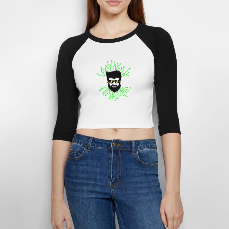 Computerfreak Developer Open Source Code Skripting Frauen Cropped Baseball T-Shirt 3/4 Arm