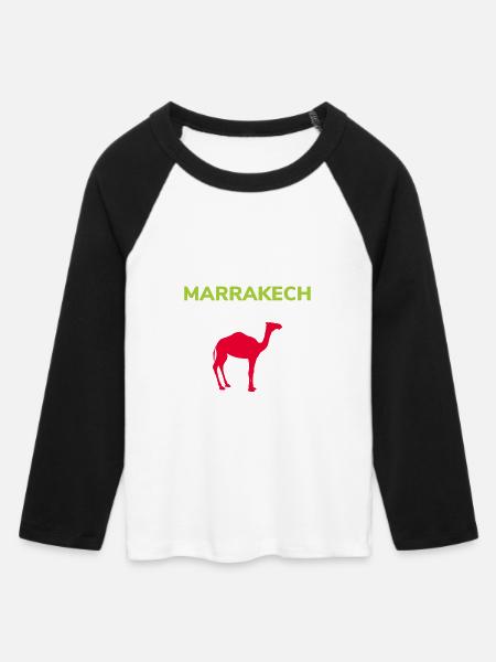 Kamele in Marrakech Marrakesch Kamel - Frauen Cropped Baseball T-Shirt 3/4 Arm - Weiß/Schwarz