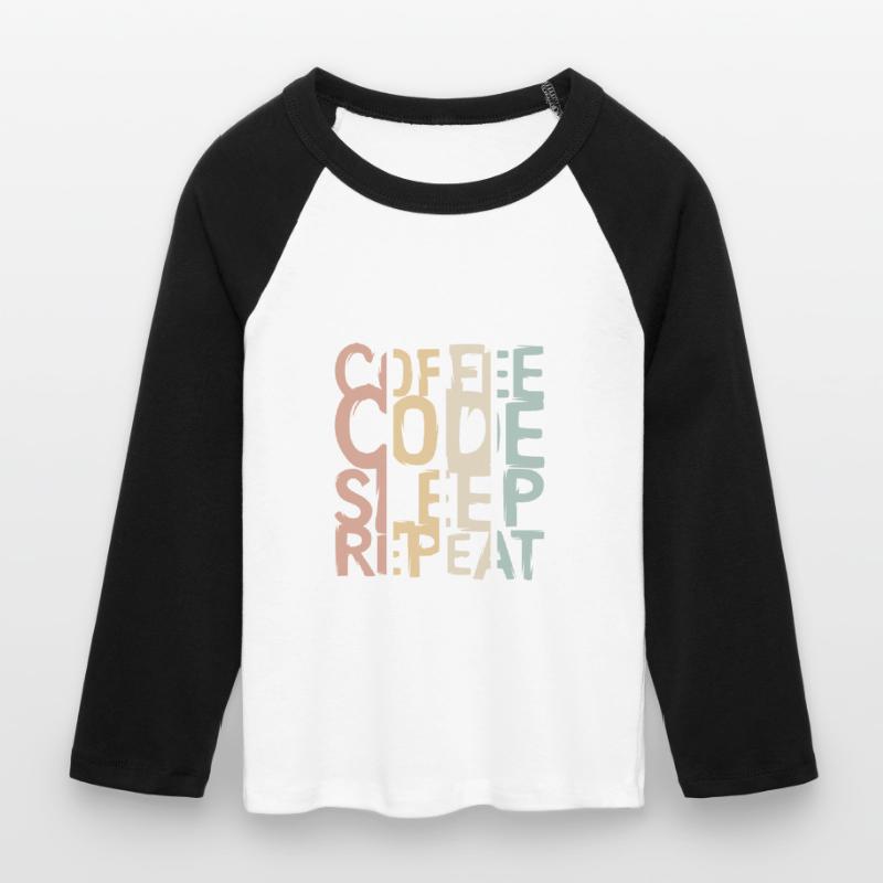 Coffee Code Sleep Repeat – Developer Design Women's Cropped 3/4 Sleeve Baseball T-Shirt