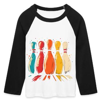 Skittles - Women's Cropped 3/4 Sleeve Baseball T-Shirt - white/black - Front - Maraike (178cm)