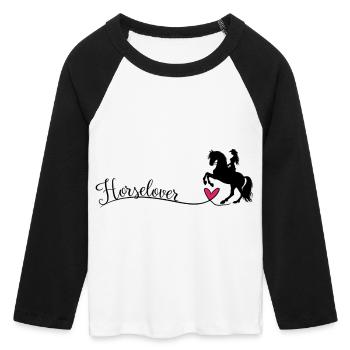 Horselover Horse Lover Lettering - Women's Cropped 3/4 Sleeve Baseball T-Shirt - white/black - Front - Maraike (178cm)