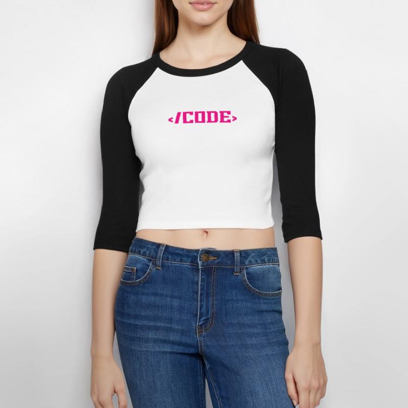 Coding Programming Computer Science Women's Cropped 3/4 Sleeve Baseball T-Shirt